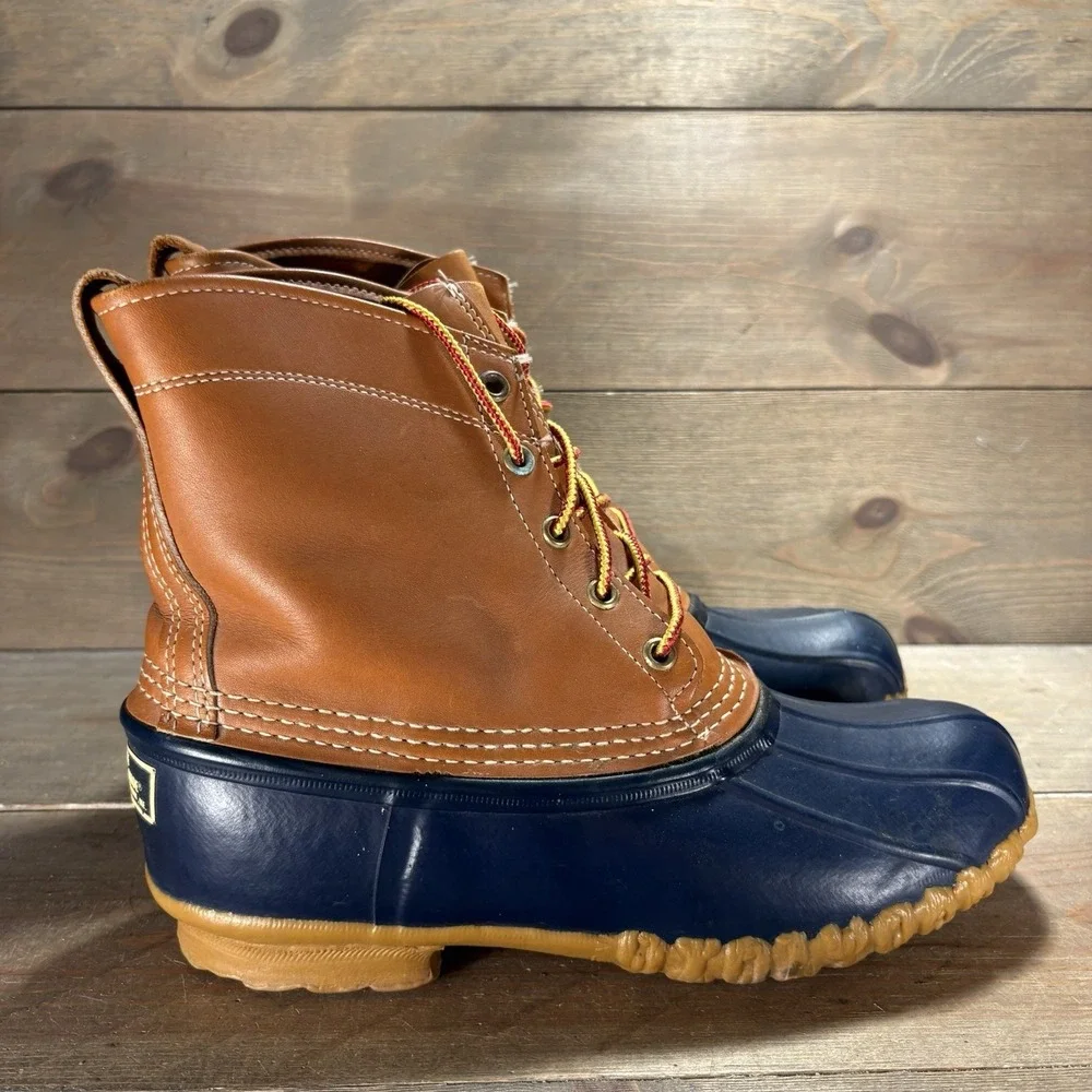 vintage ll bean duck boots womens size 9 shoes brown blue hunting winter rain
